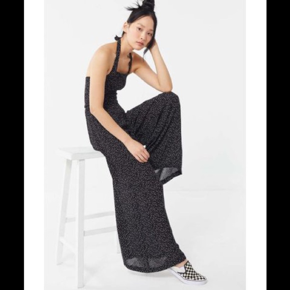 Urban Outfitters Lola Smocked Halter Jumpsuit